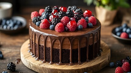 Triple Layer Chocolate Berry Cake
Rich Chocolate Fruit Stack
Decadent Berry Chocolate Delight
Elegant Multi-Layered Dessert
Sweet Chocolate and Fruit Tower
Gourmet Berry Chocolate Cake very testy cake