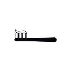 Toothbrush and Toothpaste Icon, Toothbrush with toothpaste vector silhouette, Dental, Hygiene on a white background