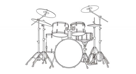 Simple line drawing of a drum set