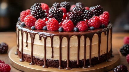 Triple Layer Chocolate Berry Cake
Rich Chocolate Fruit Stack
Decadent Berry Chocolate Delight
Elegant Multi-Layered Dessert
Sweet Chocolate and Fruit Tower
Gourmet Berry Chocolate Cake very testy cake
