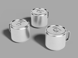 Blank Drink Can with Handle Mockup 3D Rendering Product Packaging