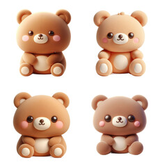 Four delightful bear figurines with rosy cheeks