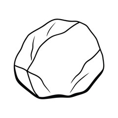 Isolated smooth stone vector illustration simple black outline stony material geology element design rock object