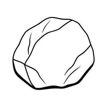recommend clip art: Isolated smooth stone vector illustration simple black outline stony material geology element design rock object