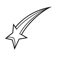 Simple black and white shooting star graphic with three trailing lines vector illustration