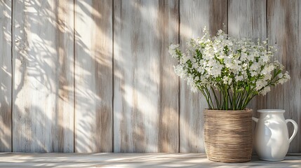 Fototapeta premium Sun-kissed wooden wall with soft golden tones