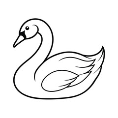 Elegant swan illustration black and white outline for coloring pages childrens books design and educational resources