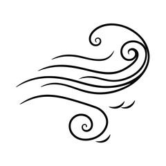 Stylized wind gust illustration flowing air symbol in black and white vector design