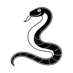 Minimalist snake vector illustration black and white graphic design simple serpent with tongue out