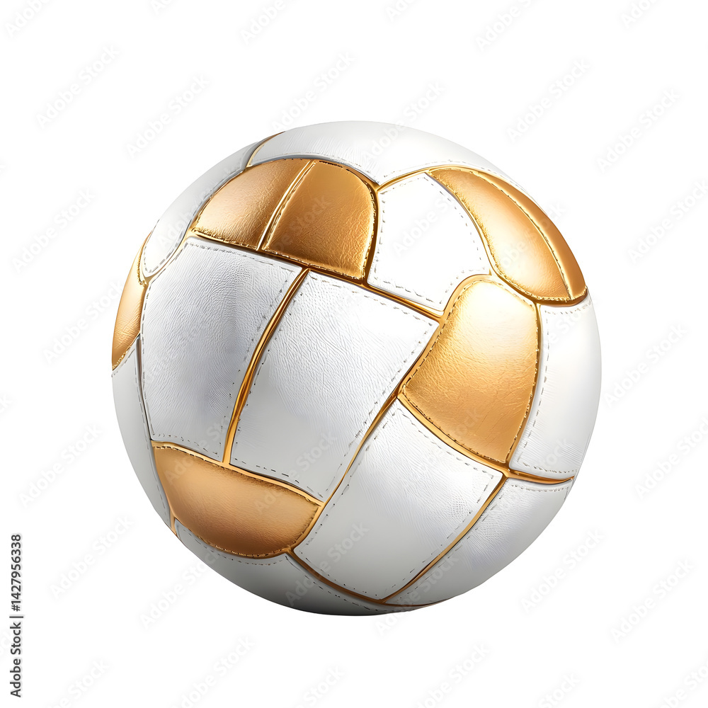 Poster futuristic and modern glossy spherical object with an intricate angular gold and white geometric pat