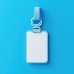 Blank blue id badge template: mockup for corporate identity, employee identification and security access pass