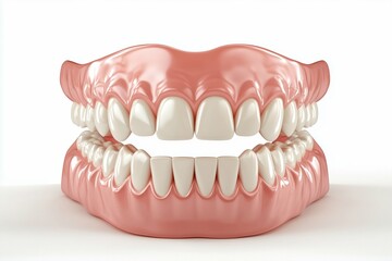 Obraz premium Invisible teeth alignment system: clear aligners, orthodontic advertising, isolated on white background