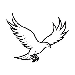 Vector illustration of a majestic eagle flying with open wings outline graphic design