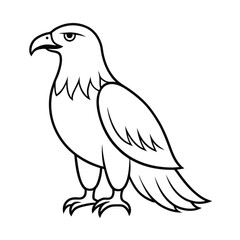 Stylized eagle illustration with bold outline standing proudly isolated on white background ready for coloring