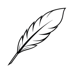 Obraz premium Elegant feather quill illustration in black and white perfect for stationary logos and minimalist designs