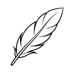 Obraz premium Elegant feather line art illustration black and white contour perfect for tattoo designs and creative projects