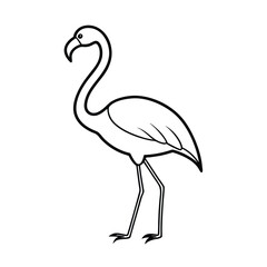 Obraz premium Elegant flamingo illustration with black outline for coloring books and creative design projects