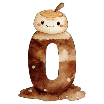 Number 0 with cute coffee pattern