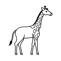 Minimalist giraffe illustration cute safari animal outline vector design for kids book and creative projects