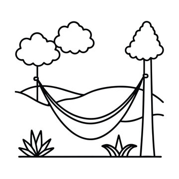 black and white hammock in nature clip art preview