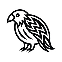 kakapo tribal style black line art vector on white for web and graphic design