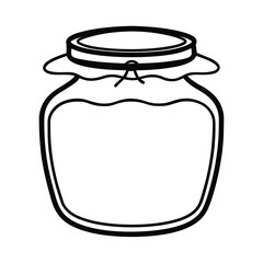 Outline style jam jar vector illustration drawing of a sealed jar filled with sweet preserves