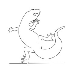 One continuous single drawing line art flat doodle lizard, reptile, animal, background, nature. Isolated image hand draw contour on a white background
