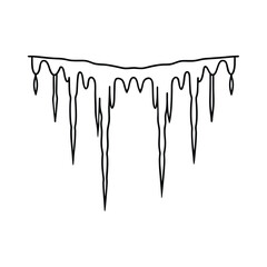 Fototapeta premium Linear illustration of icicles hanging down depicting winter season cold weather and frozen water formation