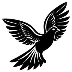 Obraz premium Flying Dove Outline Vector – AI Graphic Design File on White Background | Microstock Digital Download