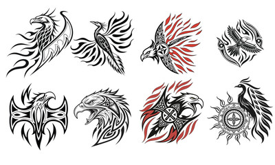 Fototapeta premium Tribal phoenix tattoo designs vector illustration