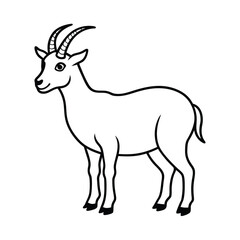 Fototapeta premium Elegant goat standing profile outline in black and white isolated illustration design for children education