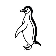 Naklejka premium Simple penguin illustration standing calmly in black and white vector graphic animal design