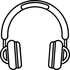headphones icon outline vector illustration line art