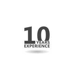 Ten 10 years experience icon with shadow