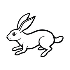 Black and white line art illustration of running rabbit perfect for easter and spring projects and designs