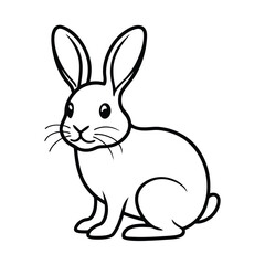 Obraz premium Cartoon rabbit outline vector illustration cute animal character design minimalist black and white line art easter bunny