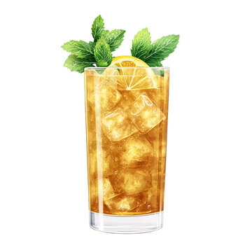 iced tea with lemon and mint clip art preview