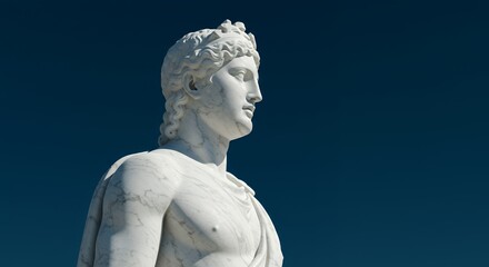 Majestic Marble Statue Against a Deep Blue Sky: A Timeless Masterpiece