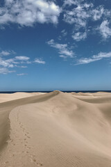 Scenic View of Desert Dunes and Ocean