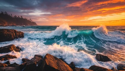 Fototapeta premium Golden sunrises and sunsets paint the water of rivers and lakes with hues of purple and gold