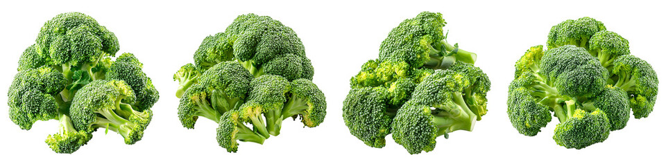 Fresh broccoli heads isolated on transparent background