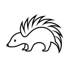 porcupine tribal style black line art vector on white for web and graphic design