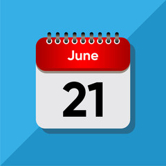 Fototapeta premium Red and Black Calendar Symbol – June Template on Blue Background
