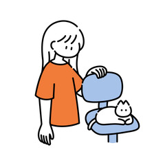 目を離した隙に席を奪われた女の子のイラスト