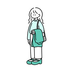 思ったより外が暑くてコートが邪魔になった女の子のイラスト