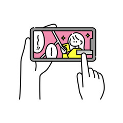 広告スキップのカウントダウンを待ち構えているイラスト