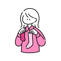 片方の靴下が見つからない女の子のイラスト