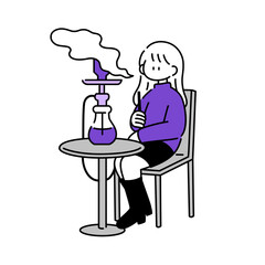 シーシャを吸いに来たけれどよく分からなかった女の子のイラスト