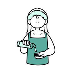 新しいスキンケアを買ったので上機嫌な女の子のイラスト