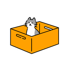 すぐ箱に吸い込まれてしまう猫のイラスト